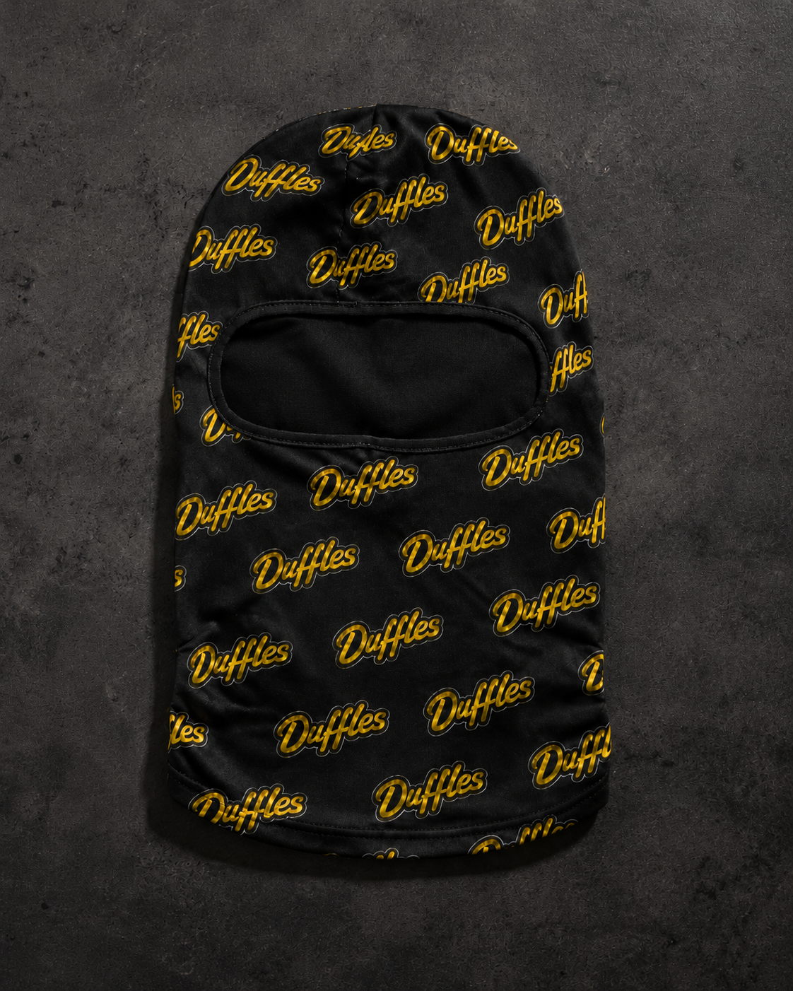 Todo Duffles ski mask - all-over gold Duffles script print