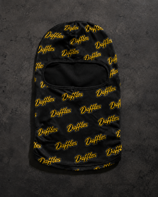 Todo Duffles ski mask - all-over gold Duffles script print